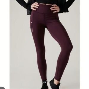 Athleta Rainer Tight Leggings Burgandy Size XL